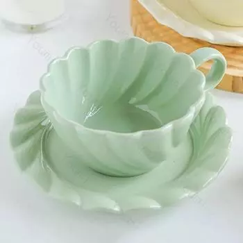 Creative Solid Color Coffee Cups Light Luxury Exquisite Ceramic Coffee Cup Plate Set Home Afternoon Tea Cup Tableware