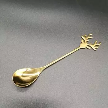 Креативная ложка в форме рогов из нержавеющей стали для кофе, десертная ложка для льда, рождественские оленьи рога, чайные маленькие ложки для размешивания золотой