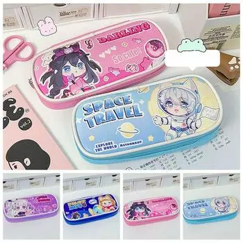 Creative Stationery Bag Zipper Case Pen Bag Durable Cartoon Pencil Cases Students style 1