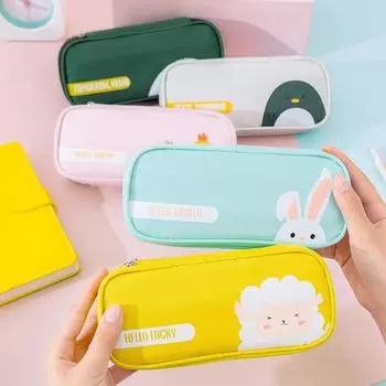 Creative Stationery Box Student Cute Simple Bag Zipper Oxford Cloth Cartoon Large Capacity Pencil Case School Supplies B
