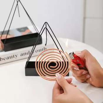 Creative Triangle Mosquito Incense With Tray Rack Fire And Scald Prevention Incense Burner For Household Bedroom Patio Decor зелёный