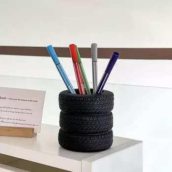 Creative Tyre-shaped Office Supplies Desktop Multifunctional Makeup Brush Storage Tube Tyre pencil holder