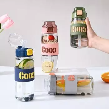 Creative Water Bottle Cute Tea Kettle Drinkware Straw Water Cup Outdoor S розовый