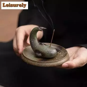 Creative Whale Fragrance Insertion Ceramic Incense Burner Small Thread Aromatherapy Furnace Zen Censer Burner Holder Ornaments