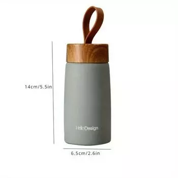 Creative Wood Grain 304 Stainless Steel Insulated Cup Creative Vacuum Water Cup Cute Mini Big Belly Cup 280mL зелёный