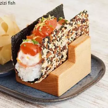 Creative Wooden Sushi Display Plate Rectangular Molecule Cuisine Display Rack Restaurant Food Specialty Display Tableware
