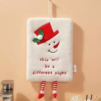 Creative Xmas Hanging Hand Towels Coral Velvet Cartoon Christmas Hand Towel Soft Thickened Children s Handkerchief