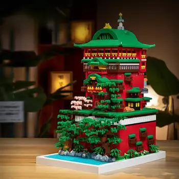 Creavie Япония Аниме Архитектура Микро Алмазный Блок Унесенные Призраками Общественная Ванна Дом Строительный Кирпич Игрушка Нанокирпич Строительство