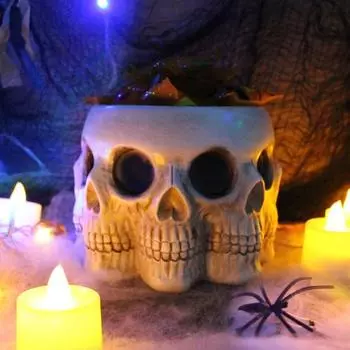 Жуткий череп-кашпо, суккулентная ваза, выглядящий как скелет, многоликий дизайн, ужас, реалистичный горшок для цветов на Хэллоуин