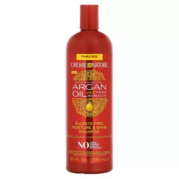 Creme Of Nature, сертифицированное натуральное аргановое масло из Марокко, шампунь для увлажнения и блеска без сульфатов, 20 жидких унций (591 мл)