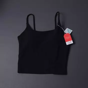 Creora Xiaoxing High Elastic Yoga Jacket One-Piece Cup Covering Supernumerary Breast Antibacterial Deep U Beauty Back Yoga Vest Small Sling Starry Black L