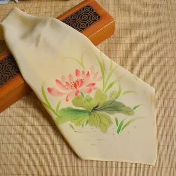 Crepe Satin Hand-Painted Chinese Painting Ink Painting Florals Handkerchief Silk Graduation Gift Foreign Teacher National Style Chinese Ancient Style