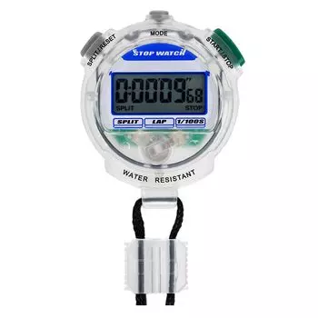 CREPHA Waterproof Stopwatch with Countdown Lap and Split Time Clear with Strap Timer, Measurements,