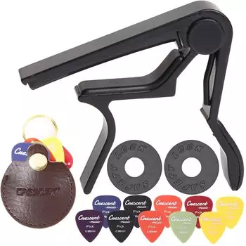 Crescent Capo Tast акустическая гитара электрогитара Capo медиаторы 10 штук простая установка Capo Tast 4 шт набор медиаторов футляр кейс (Выбирать (коричневый))