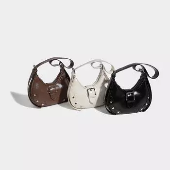 Crescent female hottie armpit commuter oblique span female shoulder 2024 crescent moon niche crescent bag коричневый