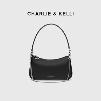 Crescent Leather One-Shoulder Women s 2 Fancy Light Luxury Bag Black (Gift Bag)