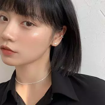 Crescent moon earrings 925 sterling silver women s simple winding niche cold wind no ear clips ins Korean fashion earrings 925 silver