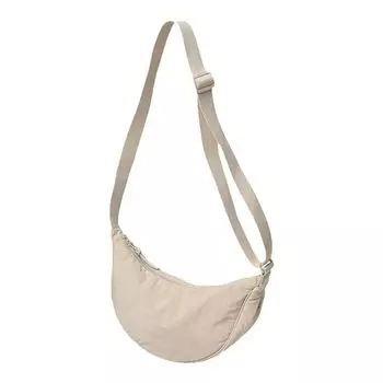 Crescent Niche Style Wide Shoulder Strap Casual Crossbody Bag Light beige