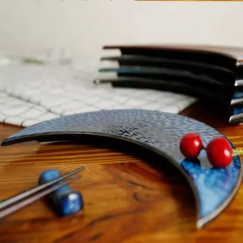 Crescent plate, ceramic tableware plate, Western steak plate, Japanese sushi plate