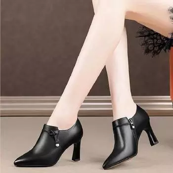 Cresfimix Botas Femininas Модные милые элегантные ботинки из искусственной кожи на квадратном каблуке для женщин, классические зимние ботильоны A790c 35