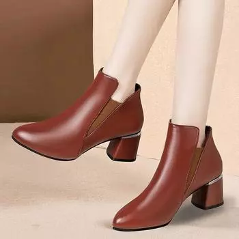 Cresfimix Botas Femininas женские милые коричневые высококачественные европейские стильные короткие ботильоны из искусственной кожи для осени и зимы A9031 35
