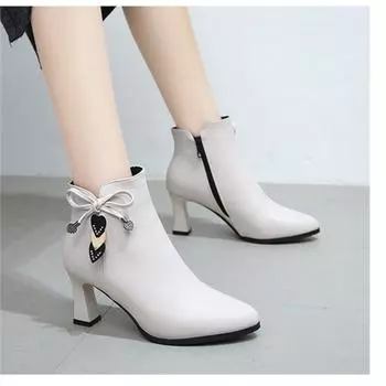 Cresfimix Botas Femininas женские классические высококачественные бежевые короткие ботильоны на высоком каблуке женские модные черные зимние ботинки A9207 35