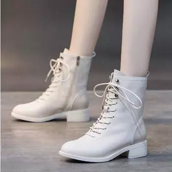 Cresfimix Botas Femininas женские классические высококачественные осенние сапоги до колена на шнуровке женские повседневные уличные бежевые удобные сапоги A745 35