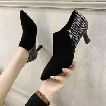 Cresfimix Botas Femininas женские классические заостренные носки из высококачественной черной искусственной кожи короткие ботильоны для зимы на каблуке A9298 34