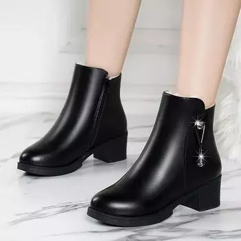 Cresfimix Botas Femininas женские классные черные ботильоны из искусственной кожи с круглым носком на высоком каблуке для осени и зимы милые ботильоны A9031 35