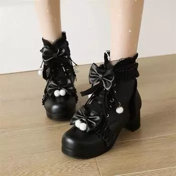 Cresfimix Botas Femininas женские милые розовые осенне-зимние короткие ботильоны в стиле Лолиты женские большие размеры черные вечерние ботинки A660 34