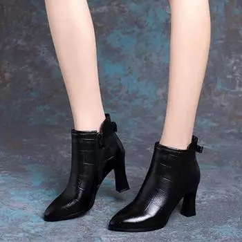 Cresfimix Botas Femininas женские милые сладкие остроносые высококачественные черные лакированные кожаные сапоги на шпильке на осень A755 35