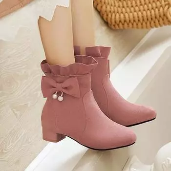 Cresfimix Botas Femininas женские милые сладкие с круглым носком розово-красные короткие ботильоны женские удобные стильные осенние сапоги больших размеров A657 34