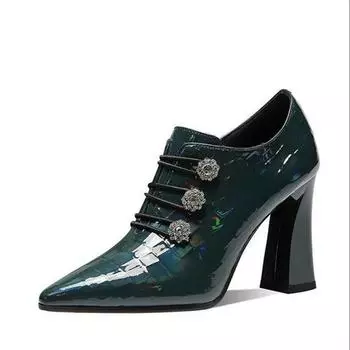 Cresfimix Botas Femininas женские милые высококачественные зеленые кожаные ботинки женские сексуальные вечерние черные осенние и зимние ботинки A412 34