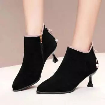 Cresfimix Botas Femininas женские модные легкие сапоги больших размеров с острым носком на каблуке цвета хаки, симпатичные осенние ботильоны A9831 34