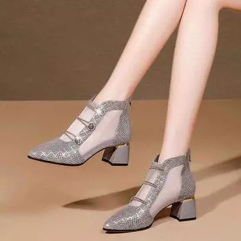 Cresfimix Botas Femininas женские сексуальные весенние и летние сетчатые дышащие туфли женские повседневные сапоги на высоком каблуке для сексуальных клубных вечеринок A1092 35