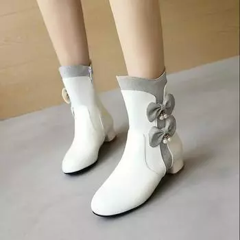 Cresfimix Botas Femininas женские симпатичные круглые носки белые лакированные кожаные удобные осенние и зимние сапоги женские большие размеры крутые сапоги A665 34