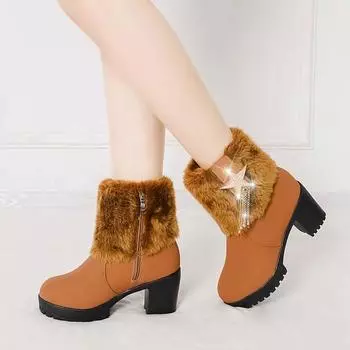 Cresfimix Bottes De Femmes Женские повседневные высококачественные удобные осенне-зимние теплые меховые сапоги Женские модные милые элегантные сапоги A15 35