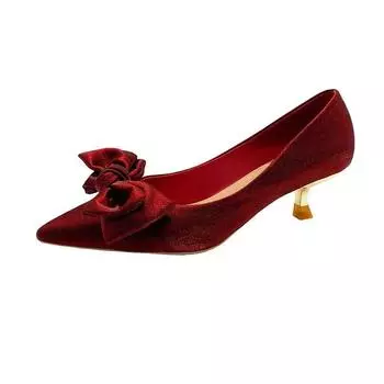 Cresfimix Female Sexy Pointed Tow Wine Red High Quality Stiletto Heels Women Cute Black Office Heel Shoes Zapatos De Mujer A324 34
