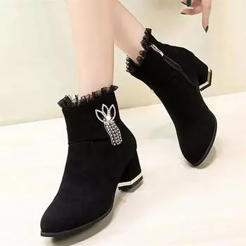 Cresfimix Femmes Bottes Botas Femininas Женские удобные черные ботинки с круглым носком и боковой молнией, женские повседневные уличные зимние ботинки A711 35