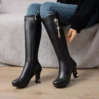 Cresfimix Femmes Bottes женские сексуальные черные сапоги из искусственной кожи на высоком каблуке для осени и зимы, модные белые туфли Botas A708 34