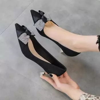 Cresfimix Femmes Talons Hauts женские милые черные туфли с кристаллами для офиса на высоком каблуке весна-лето женские модные милые туфли-лодочки A312 34