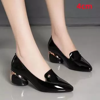Cresfimix Lady Cute Comfort Весна и лето Туфли без застежек на квадратном каблуке Женские сексуальные черные туфли для офиса Zapatos De Mujer A824 35