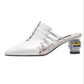 Cresfimix Mujeres Tacones Altos женские милые высококачественные белые туфли из искусственной кожи на каблуке без застежки женские повседневные милые летние туфли A249 34