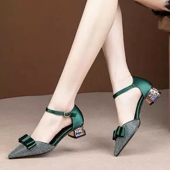 Cresfimix Mujeres Tacones Altos женские милые зеленые туфли с пряжкой на ремешке высокого качества на каблуке женские модные черные офисные туфли-лодочки A370 35
