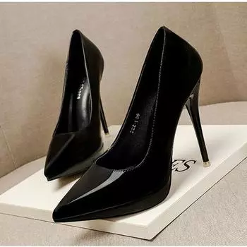 Cresfimix Mujeres Tacones Altos женские модные черные туфли с острым носком на очень высоком каблуке для вечеринок классические красные туфли-лодочки A101b 34