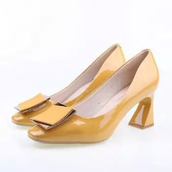 Cresfimix Mujeres Tacones Altos женские модные туфли с круглым носком из высококачественной желтой искусственной кожи на весну без застежек на каблуке для офиса A9752 34