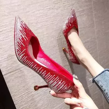 Cresfimix Mujeres Tacones Altos женские модные высококачественные винно-красные блестящие туфли для вечеринок женские сексуальные серебристые каблуки A9740 35