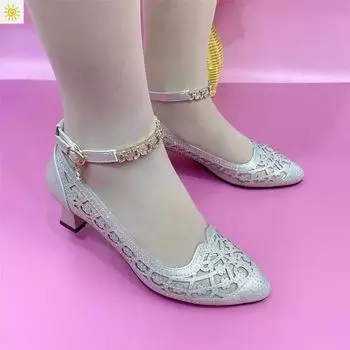 Cresfimix Sapatos Femininas Женская мода Легкие ажурные легкие туфли с пряжкой на каблуке Zapatos De Mujer A1435 35