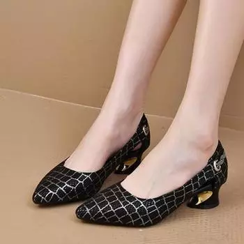 Cresfimix Sapatos Femininas Женская мода Милые высококачественные кожаные туфли весна-осень на квадратном каблуке Женские повседневные туфли-лодочки A1466 35