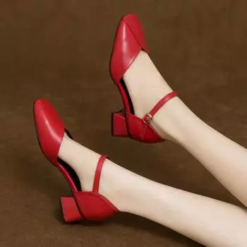 Cresfimix Sapatos Femininas женские классические туфли с красным узором в клетку на квадратном каблуке для летних леди весенние полые черные туфли A9312 35